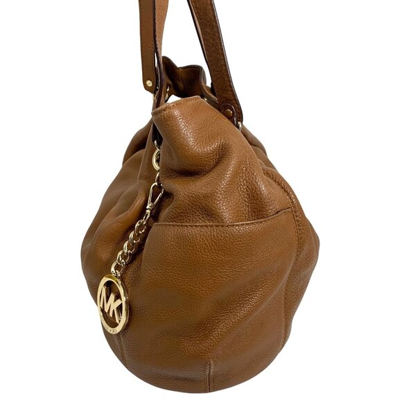 MICHAEL KORS Jet Set Chain Ring Large Tan Brown Leather Shoulder Tote Bag - Picture 2 of 14